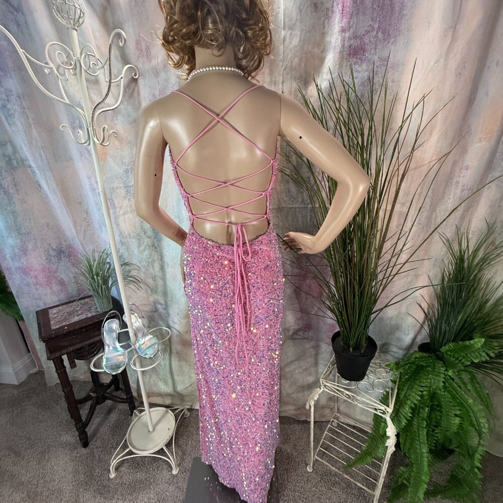 📌Lucy in the Sky Sexy Sequin Backless Long Slit Formal -Prom- Homecoming Dress - Picture 3 of 16
